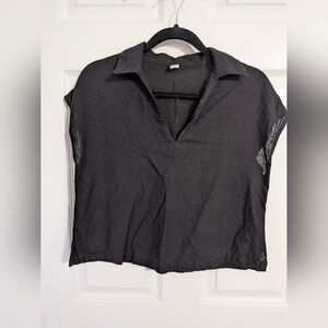 Old Navy Black Women's Linen Blouse Size XS